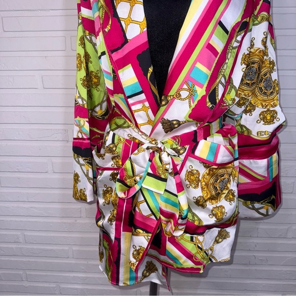 Luxy USA Colorful Print Tie Waist Kimono Women’s Size Medium - Picture 3 of 12
